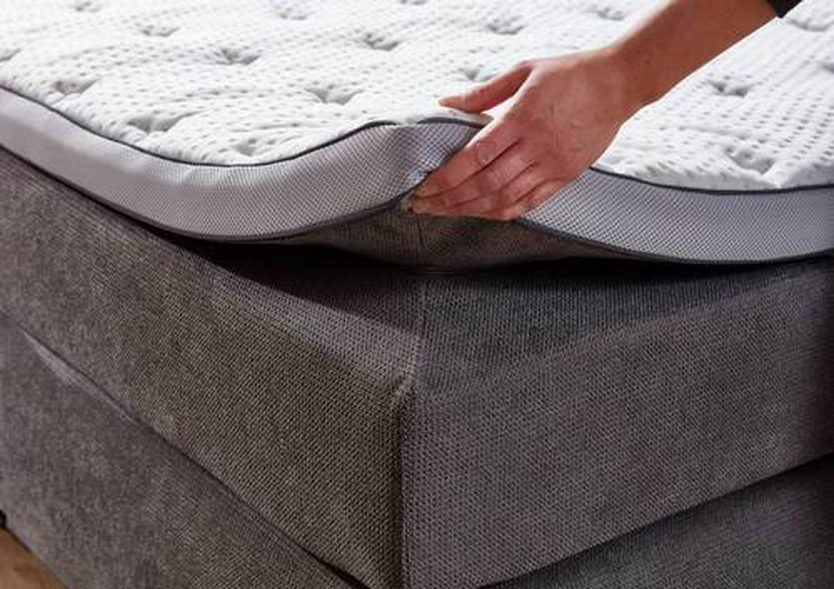 BOXSPRINGBETT 180/200 cm  in Grau  - Schwarz/Grau, KONVENTIONELL, Kunststoff/Textil (180/200cm) - Carryhome