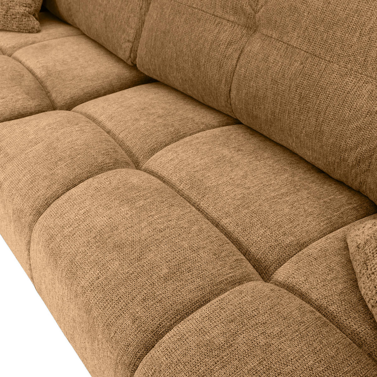 ECKSOFA Cognac Flachgewebe  - Cognac/Schwarz, KONVENTIONELL, Textil/Metall (180/295cm) - Carryhome