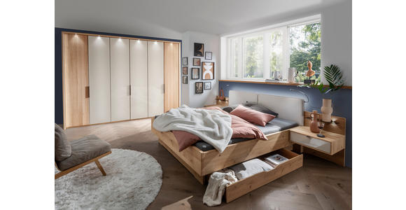 BETTANLAGE 180/200 cm in Champagner, Eiche Bianco - Eiche Bianco/Champagner, KONVENTIONELL, Holz/Holzwerkstoff (180/200cm) - Venda