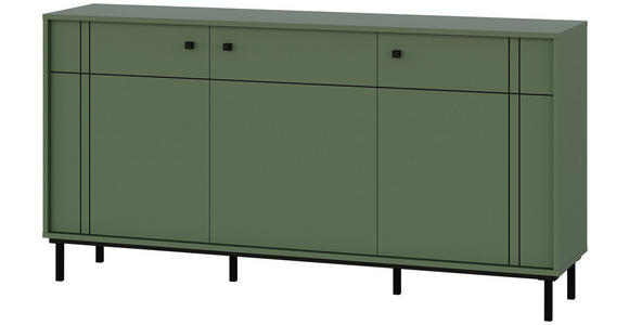 SIDEBOARD in 160,2/81,8/37 cm - Schwarz/Grün, MODERN, Holzwerkstoff/Kunststoff (160,2/81,8/37cm) - Carryhome