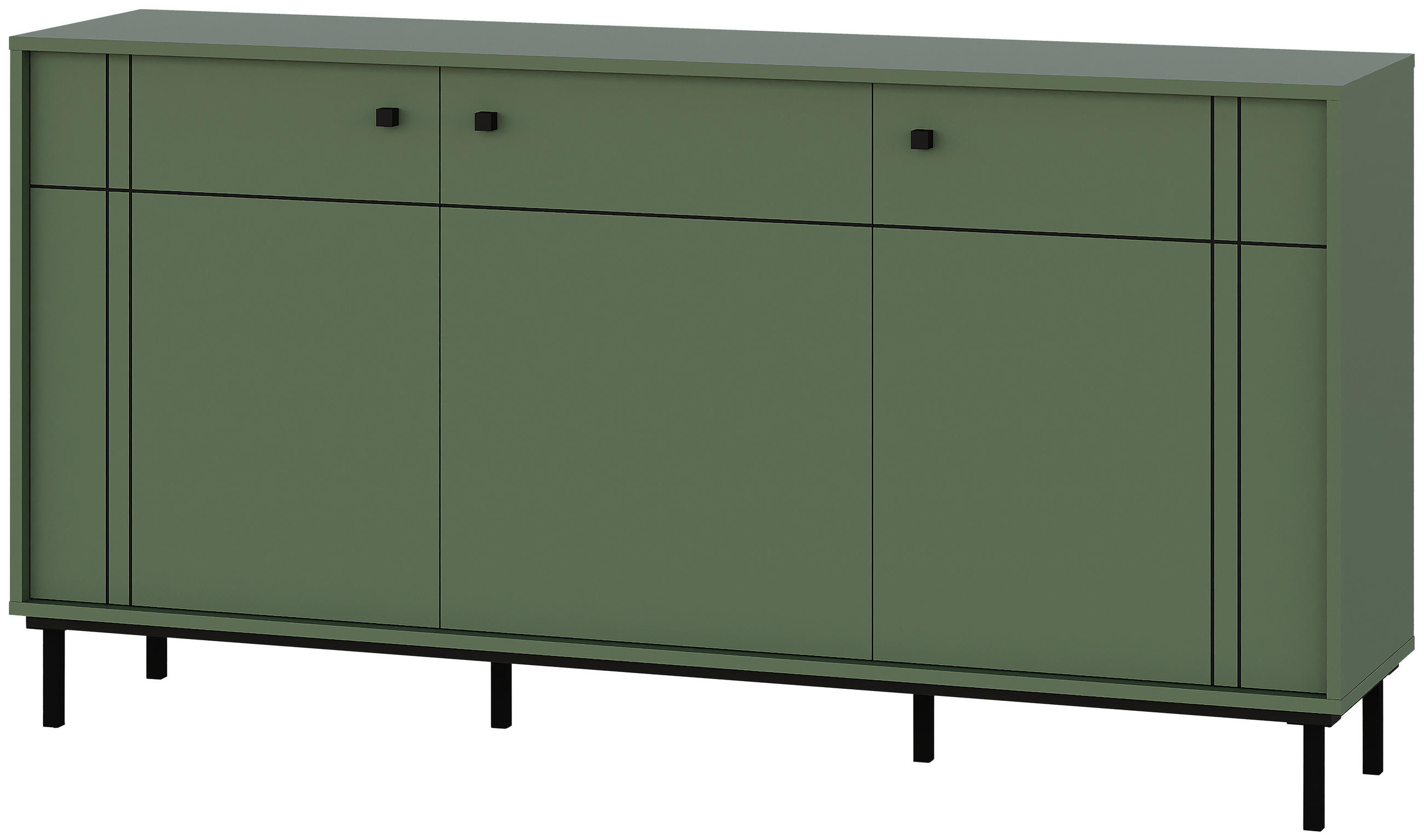 SIDEBOARD  in 160,2/81,8/37 cm  - Schwarz/Grün, MODERN, Holzwerkstoff/Kunststoff (160,2/81,8/37cm) - Carryhome