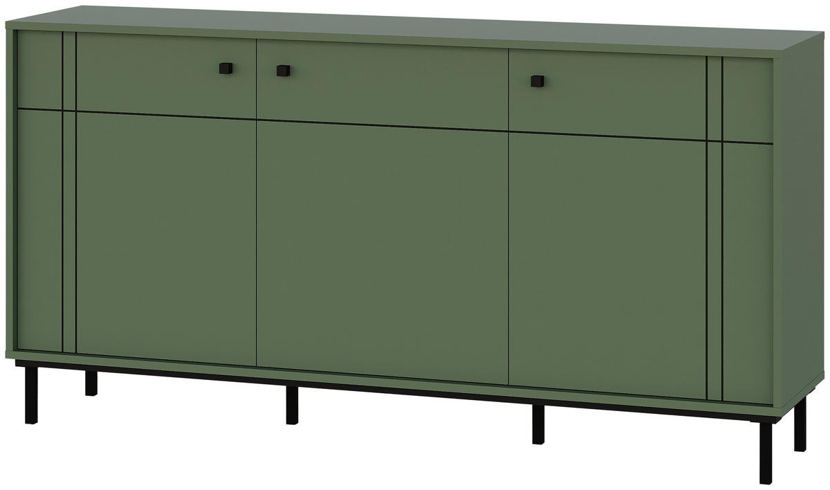 SIDEBOARD 160,2/81,8/37 cm  in Grün  - Schwarz/Grün, Modern, Holzwerkstoff/Kunststoff (160,2/81,8/37cm) - Carryhome