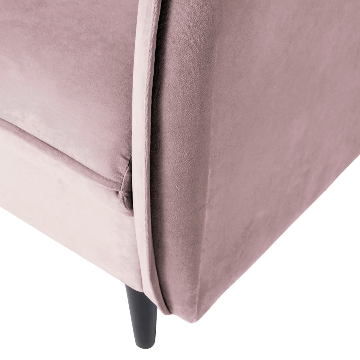 3-SITZER-SOFA JULI Samt Rosa  - Schwarz/Rosa, Design, Holz/Textil (203/86/100cm) - P & B