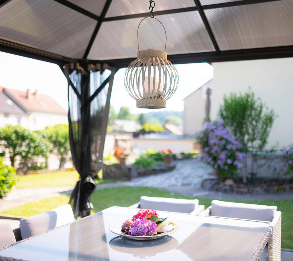 PAVILLON 298/261/298 cm Aluminium  - Anthrazit, Basics, Kunststoff/Metall (298/261/298cm) - Ambia Garden