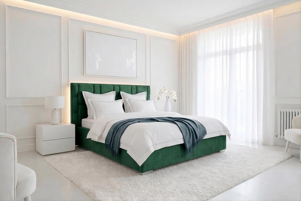 Pat Tapițat, 160/200 cm, verde - verde, Basics, textil (160/200cm) - Voleo