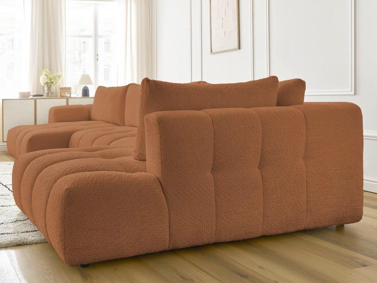 WOHNLANDSCHAFT  FUJI  Orange Bouclé  - Schwarz/Orange, MODERN, Kunststoff/Textil (160/377/204cm)