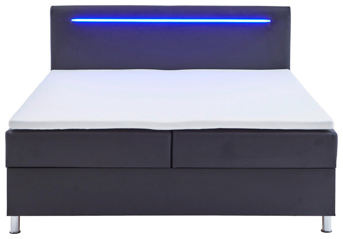 BOXBETT 180/200 cm  in Schwarz  - Chromfarben/Schwarz, MODERN, Textil/Metall (180/200cm) - Livetastic