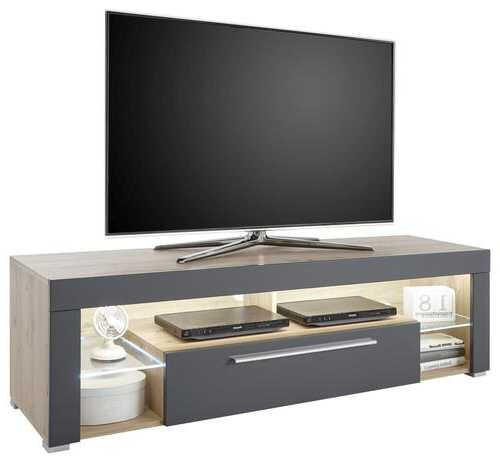 TV-ELEMENT - Eichefarben/Silberfarben, Design, Glas/Holzwerkstoff (153/44/44cm) - Carryhome