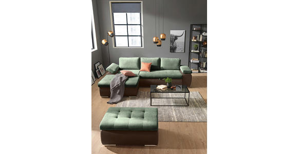ECKSOFA in Flachgewebe Braun, Olivgrün 175/271 cm - Braun/Olivgrün, Design, Kunststoff/Textil (175/271cm) - Xora