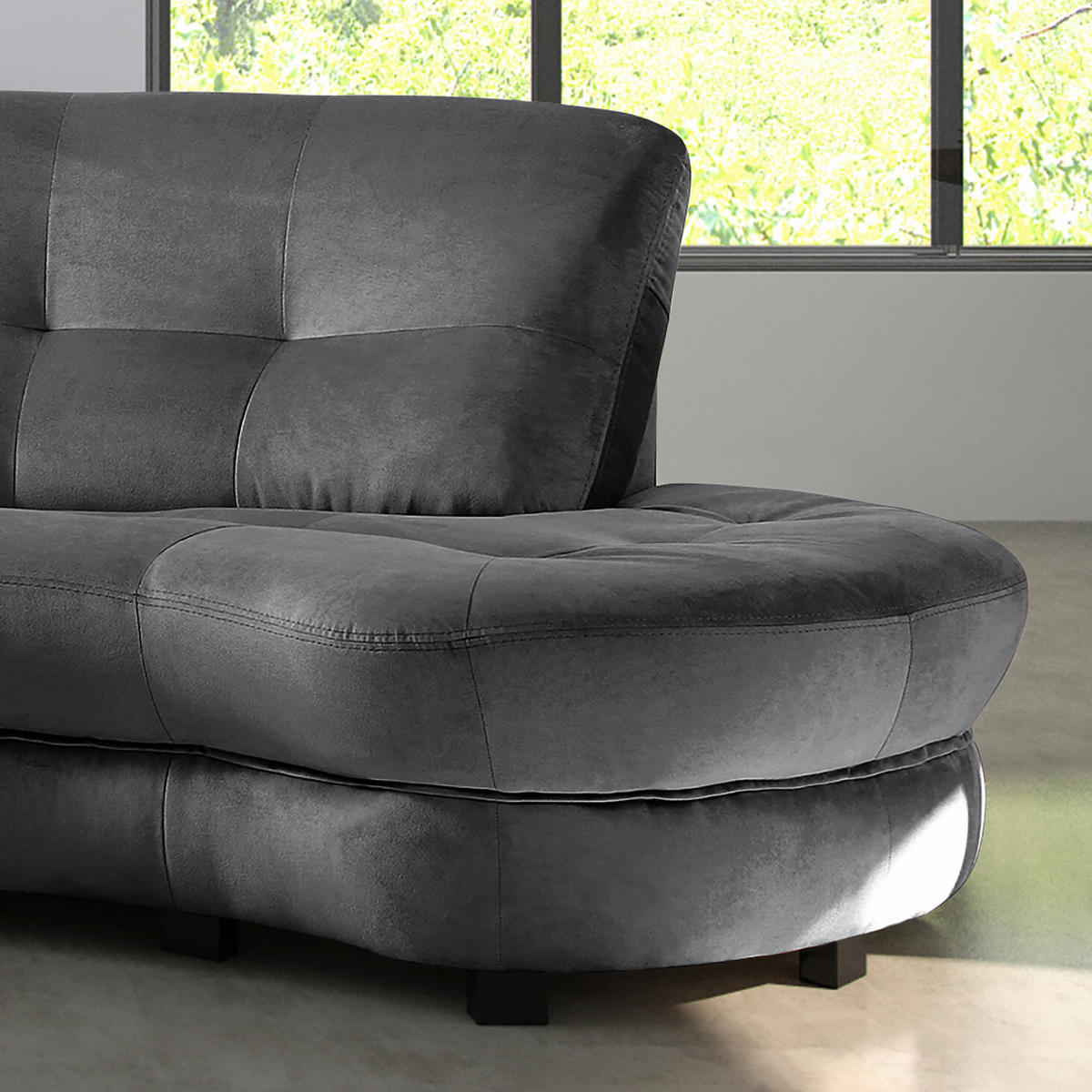 ECKSOFA BRETANIA in Samt Anthrazit  300/113 cm  - Anthrazit/Schwarz, Design, Kunststoff/Textil (300/113cm) - Livetastic