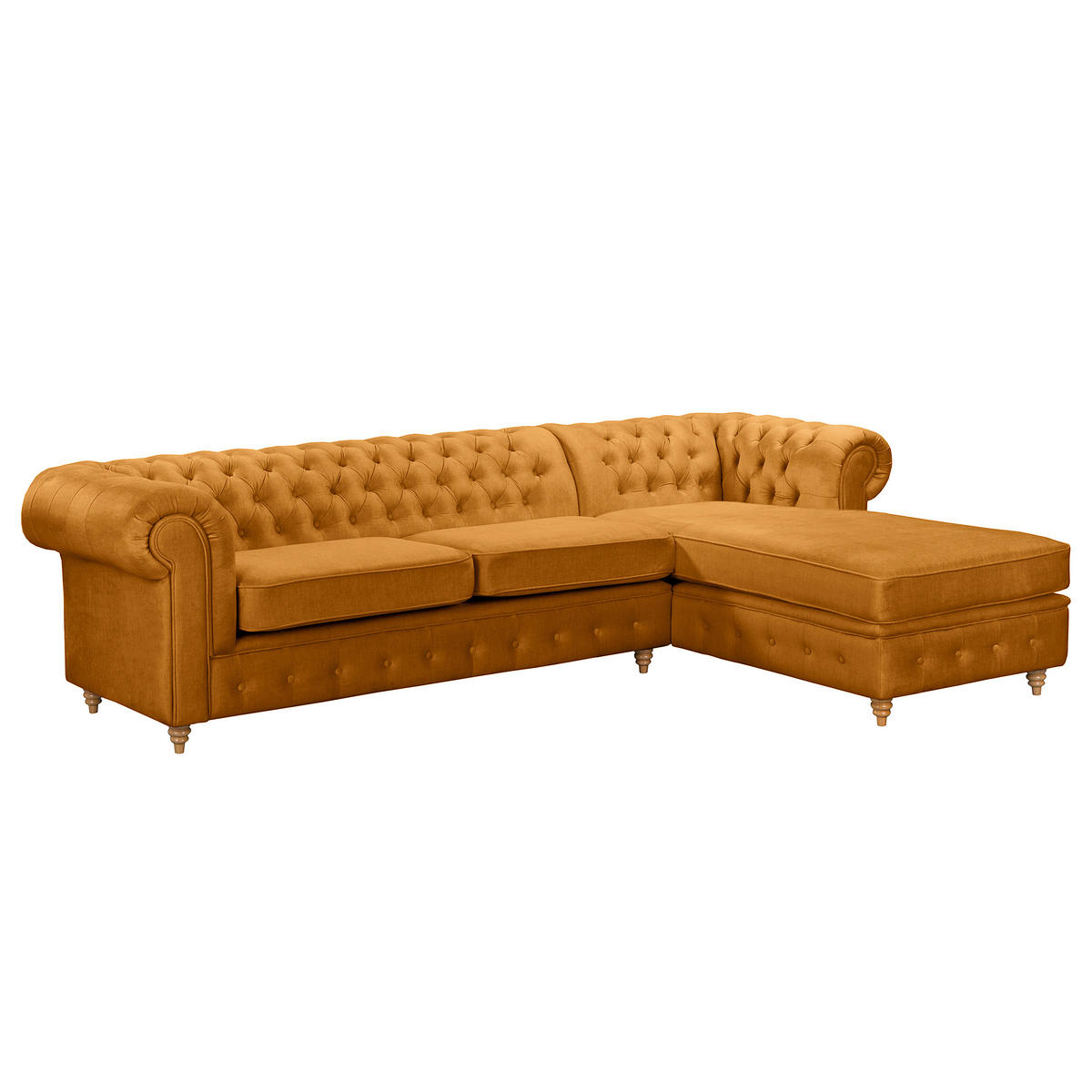 ECKSOFA Laura Bernsteinfarben Mikrofaser  - Bernsteinfarben/Braun, Design, Holz/Textil (284/182cm) - P & B