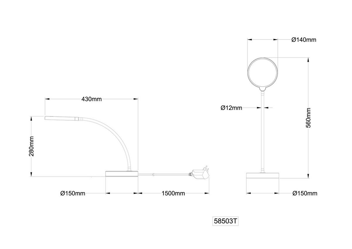 LED-TISCHLEUCHTE Kalderon 43/15/28 cm  - Opal/Schwarz, Design, Kunststoff/Metall (43/15/28cm) - Globo