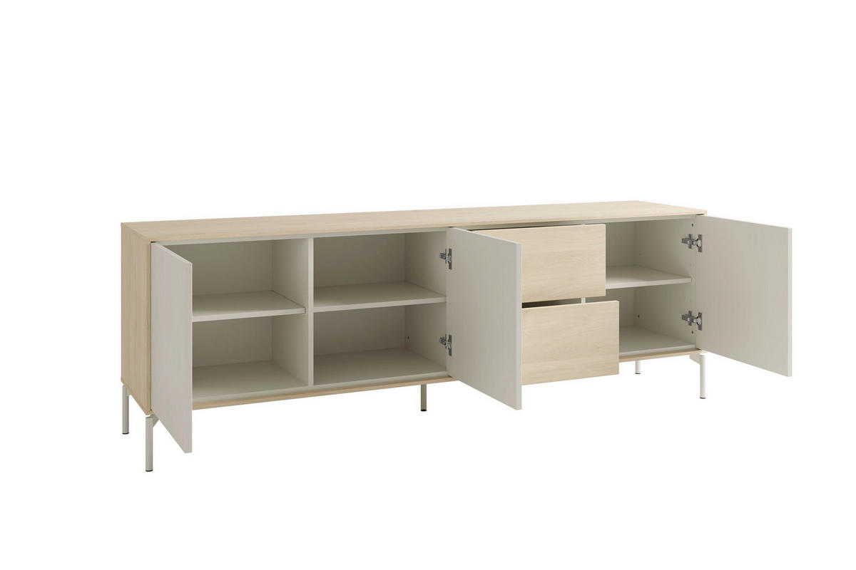 SIDEBOARD LABOE 197/67/41 cm 2 Schublade(n)  - Eiche Bianco/Seidengrau, MODERN, Holzwerkstoff (197/67/41cm) - Schöner Wohnen