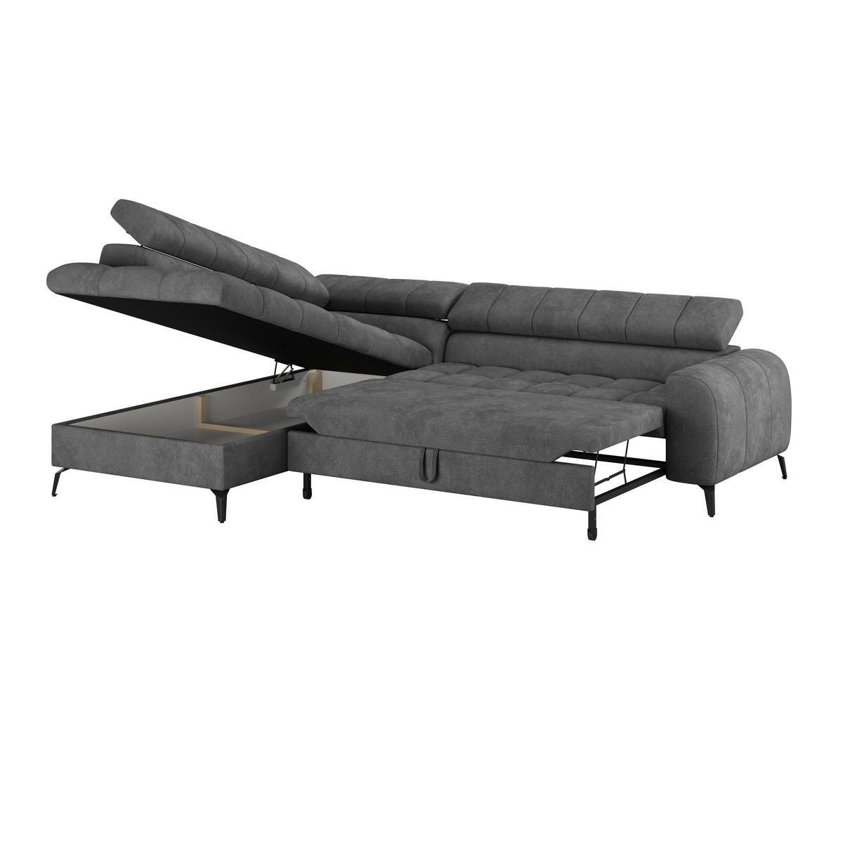 ECKSOFA in Anthrazit  - Anthrazit/Schwarz, Trend, Kunststoff/Textil (203/261cm) - Livetastic