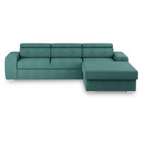 ECKSCHLAFSOFA in Grün Textil   - Silberfarben/Grün, Design, Textil (296/195cm) - MID.YOU