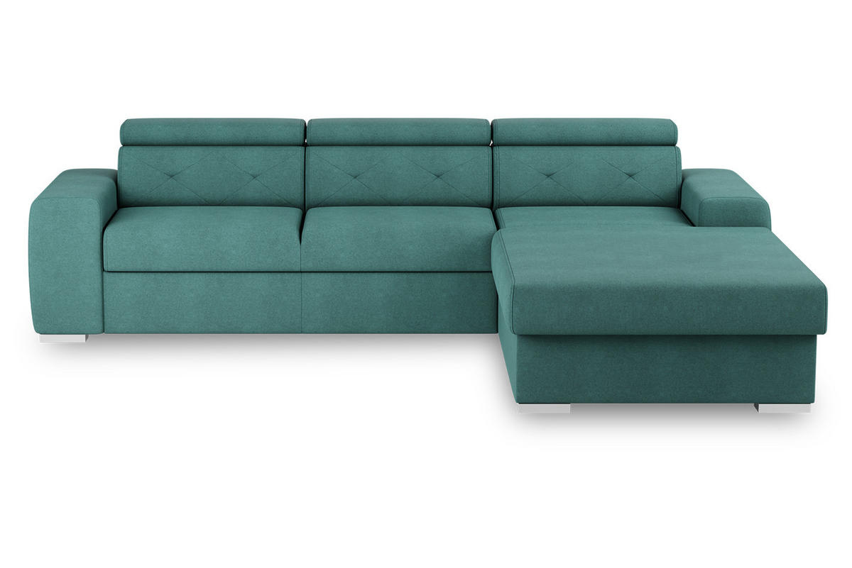 ECKSCHLAFSOFA in Grün Textil   - Silberfarben/Grün, Design, Textil (296/195cm) - MID.YOU