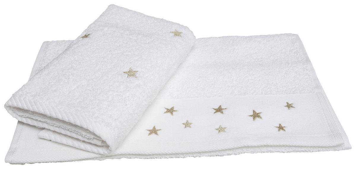 GÄSTETUCH 30/50 cm Weiß, Goldfarben 2-teilig  - Goldfarben/Weiß, KONVENTIONELL, Textil (30/50cm) - X-Mas