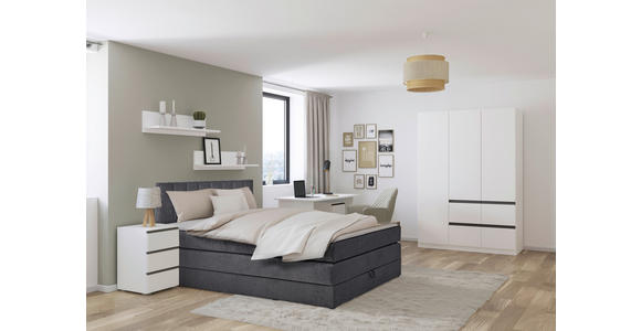 BOXSPRINGBETT 120/200 cm,  in Anthrazit  - Anthrazit/Schwarz, Design, Kunststoff/Textil (120/200cm) - Xora