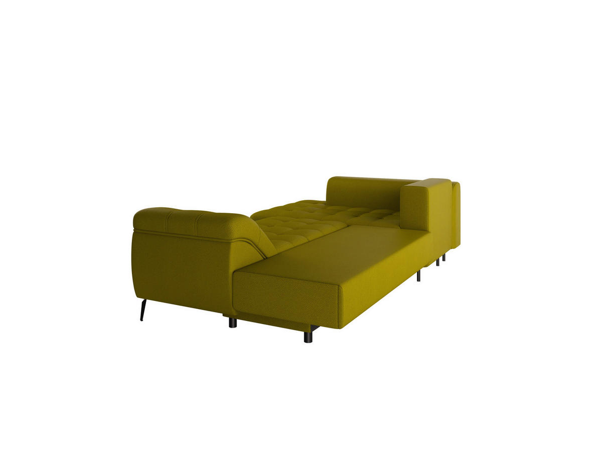 Ecksofa inkl. Funktionen in Webstoff Limette  - Limette/Schwarz, Modern, Textil/Metall (177/279cm)