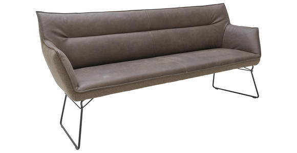 SITZBANK in Metall, Textil, Leder Braun, Schwarz, Dunkelbraun - Dunkelbraun/Schwarz, Design, Leder/Textil (208/95/68cm) - Ambiente