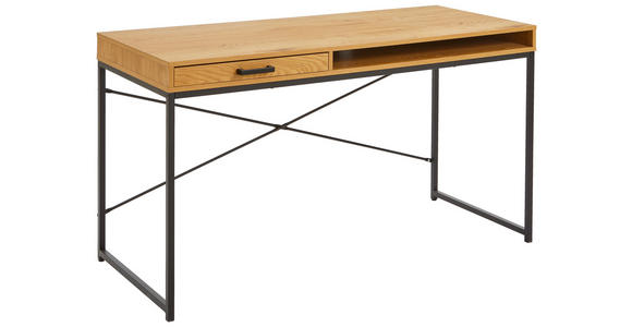 SCHREIBTISCH 140/58/76 cm  in Wildeiche  - Wildeiche/Schwarz, MODERN, Holzwerkstoff/Metall (140/58/76cm) - Carryhome