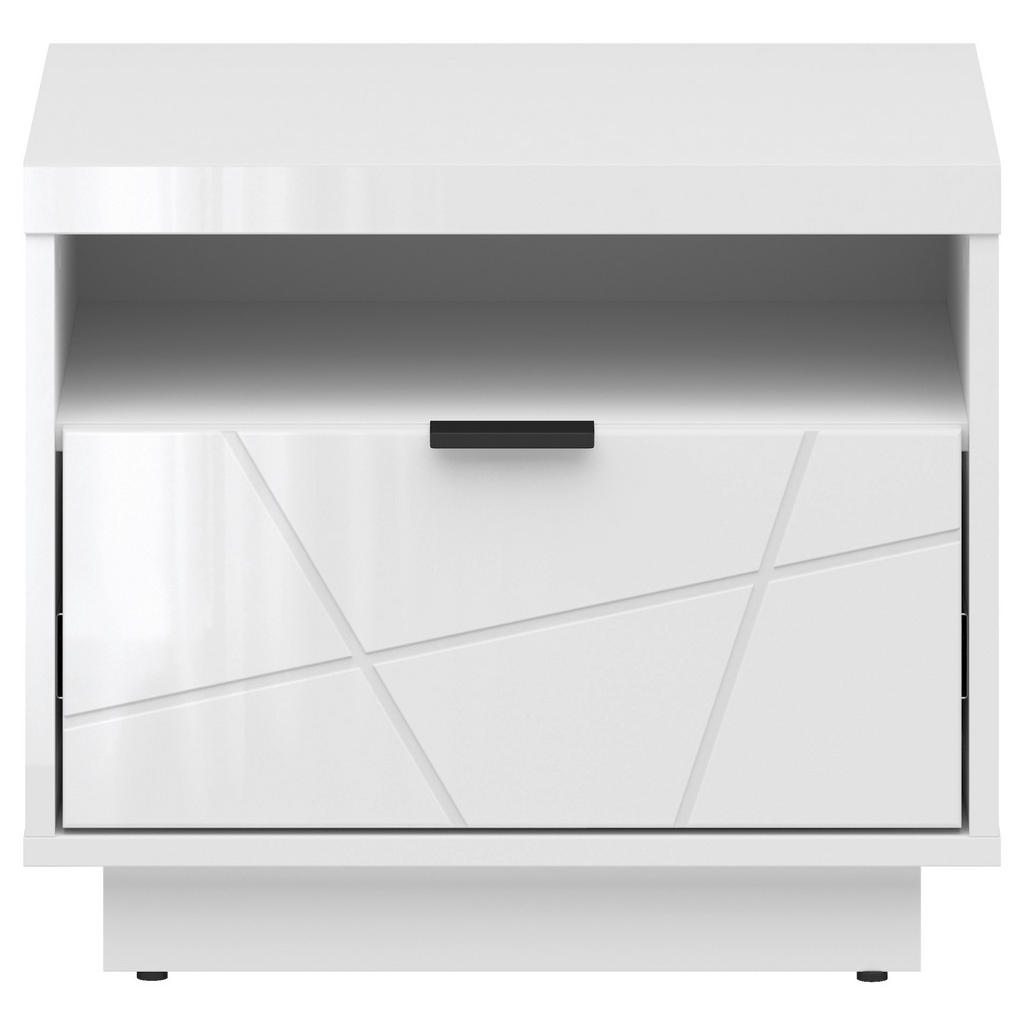 Thumbnail - Mid.you Nachttisch, Weiß, Weiß Hochglanz, Metall, 1 Schublade(n) Schubladen, rechteckig, rund, 50x42.5x42.5 cm, Schlafzi...