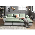 ECKSOFA  in Flachgewebe Weiß, Olivgrün  271/175 cm  - Weiß/Olivgrün, Design, Kunststoff/Textil (271/175cm) - Xora