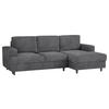 ECKSOFA Dunkelgrau Cord, Velours  - Dunkelgrau/Schwarz, Design, Holz/Textil (247/140cm) - MID.YOU