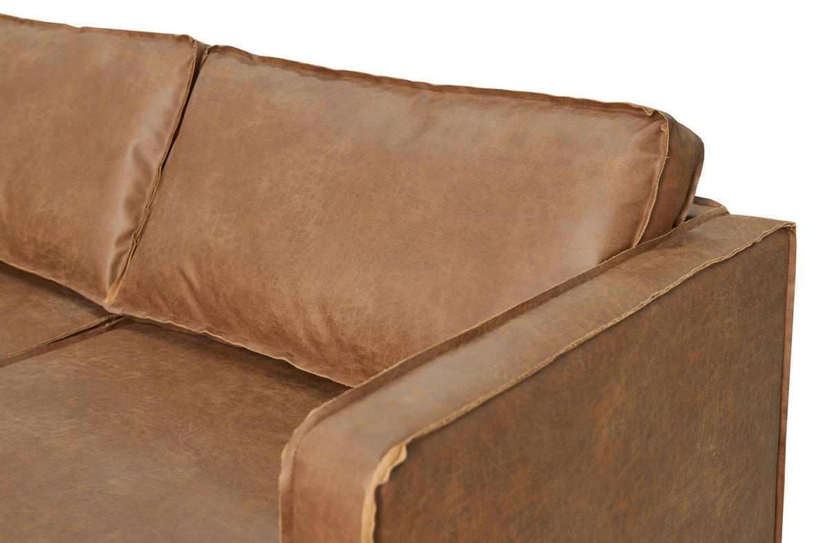 ECKSOFA in Lederlook Braun  - Schwarz/Braun, Design, Leder (170/270cm) - MID.YOU