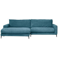 ECKSOFA in Cord Petrol  - Petrol/Schwarz, Design, Textil/Metall (190/272cm) - Lomoco