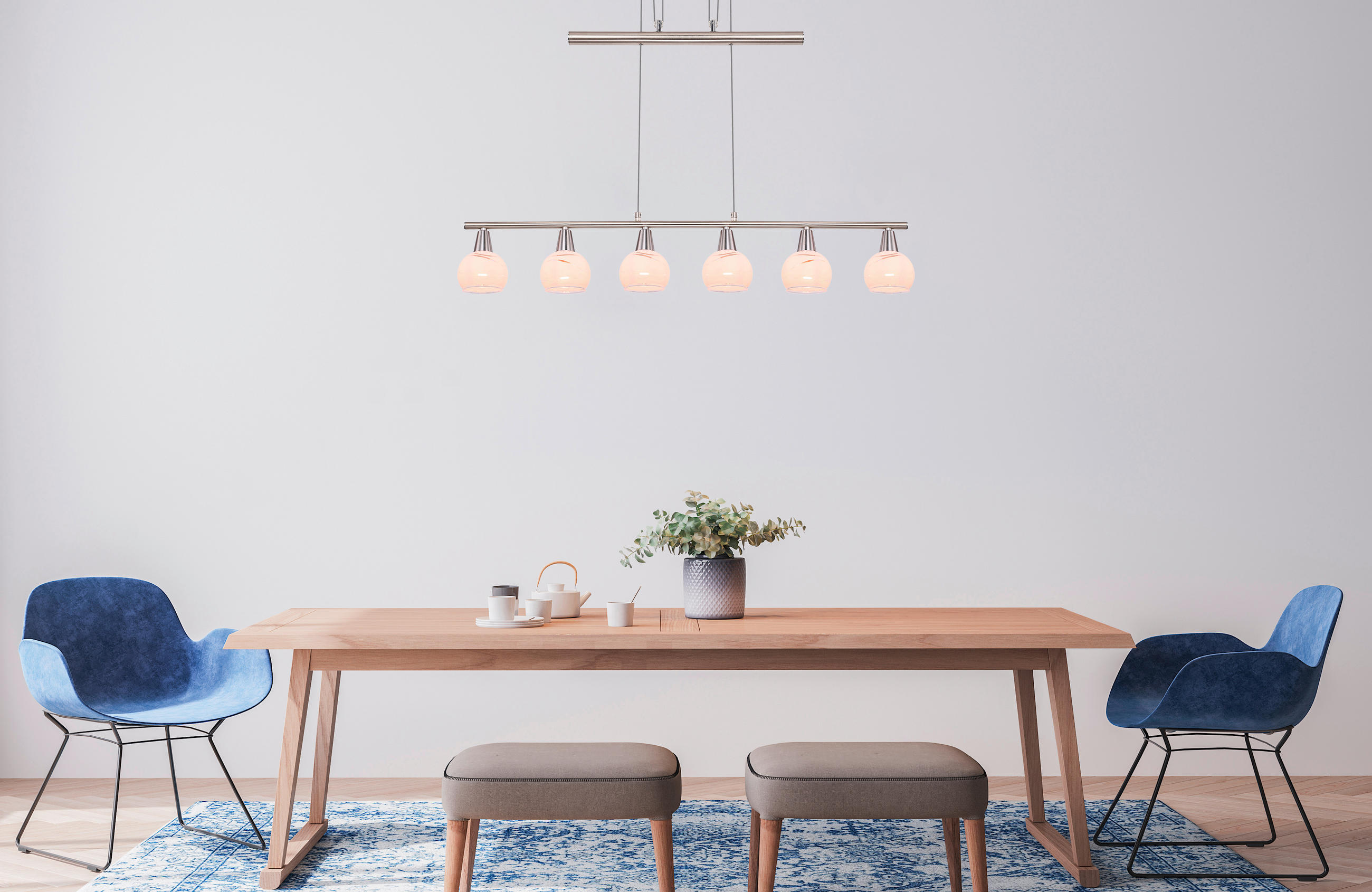 VISEČA LED-SVETILKA   //3000 K/230 V/ - Basics, kovina/steklo (90/9,8/160cm) - Globo