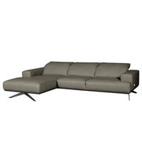 ECKSOFA  in Echtleder Grau  187/295 cm  - Schwarz/Grau, Design, Leder/Metall (187/295cm) - Livetastic