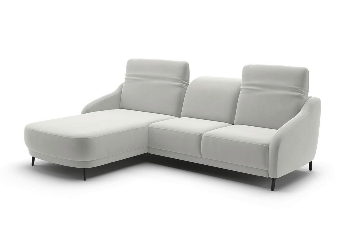 ECKSOFA BLUES V Sandfarben Samt  - Sandfarben/Schwarz, MODERN, Textil/Metall (191/271cm) - Sit & More