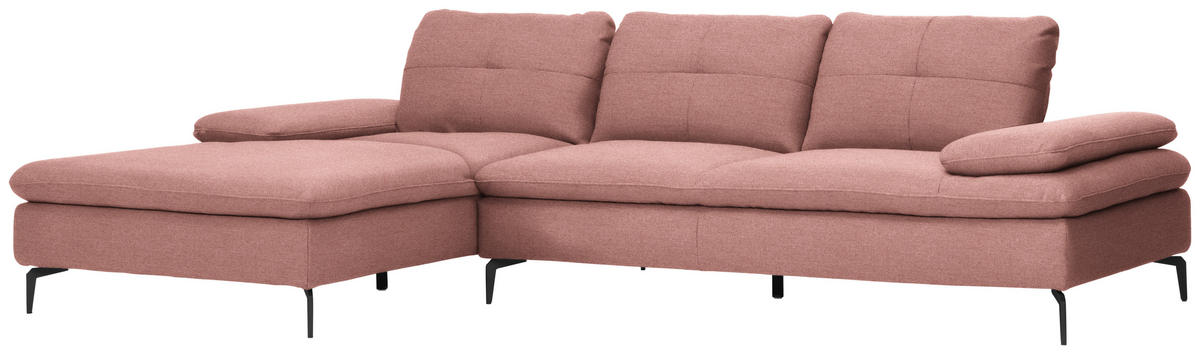 ECKSOFA in Webstoff Altrosa  179/301 cm  - Schwarz/Altrosa, Design, Textil/Metall (179/301cm) - Chilliano