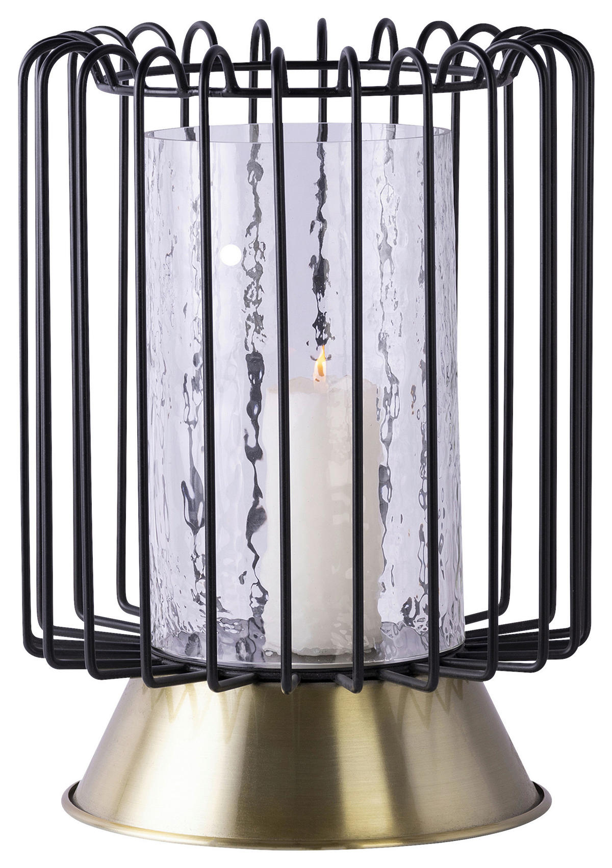 KERZENHALTER - Goldfarben/Schwarz, Trend, Glas/Metall (22.5/22.5/31cm) - Kayoom