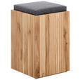 HOCKER Webstoff Eiche Anthrazit, Eichefarben  - Eichefarben/Anthrazit, Natur, Holz/Textil (35/52/35cm) - Linea Natura