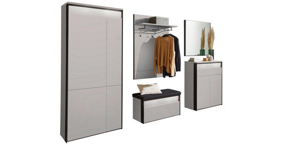GARDEROBE 5-teilig  in 266/200/38 cm  - Beige/Schwarz, KONVENTIONELL, Glas/Holzwerkstoff (266/200/38cm) - Voleo