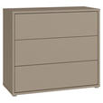 KOMMODE , 95/83/42 cm, 3 Schublade(n)  - Taupe/Silberfarben, Trend, Holzwerkstoff/Kunststoff (95/83/42cm) - Carryhome