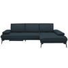 ECKSOFA in Echtleder Dunkelblau  - Schwarz/Dunkelblau, Design, Leder/Metall (273/187cm) - Celina Home