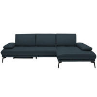 ECKSOFA in Echtleder Dunkelblau  - Schwarz/Dunkelblau, Design, Leder/Metall (273/187cm) - Celina Home
