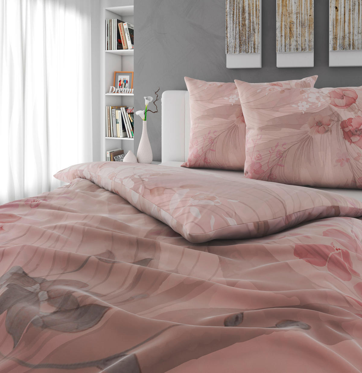 Lenjerie De Pat 220/200 cm  - roz deschis, Konventionell, textil (220/200cm) - Novel