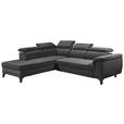 ECKSOFA Anthrazit Mikrovelours  - Anthrazit/Schwarz, KONVENTIONELL, Kunststoff/Textil (231/274cm) - Carryhome