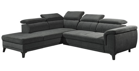 ECKSOFA Anthrazit Mikrovelours  - Anthrazit/Schwarz, KONVENTIONELL, Kunststoff/Textil (231/274cm) - Carryhome