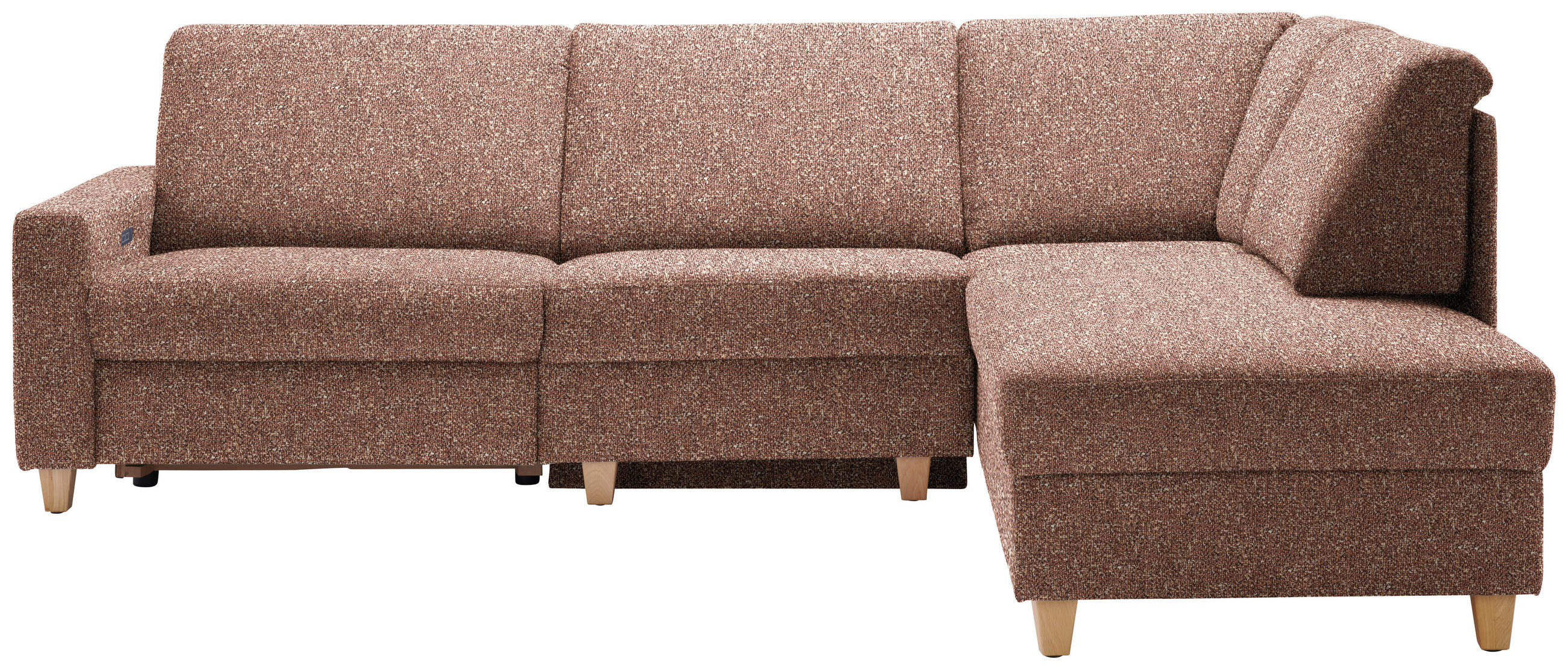 ECKSOFA  in Mikrovelours Terracotta  261/203 cm  - Eichefarben/Terracotta, KONVENTIONELL, Holz/Textil (261/203cm) - Sedda