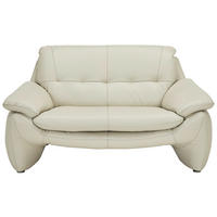 2-SITZER-SOFA Beige Echtleder  - Beige/Silberfarben, KONVENTIONELL, Leder/Metall (154/86/91cm) - Celina Home