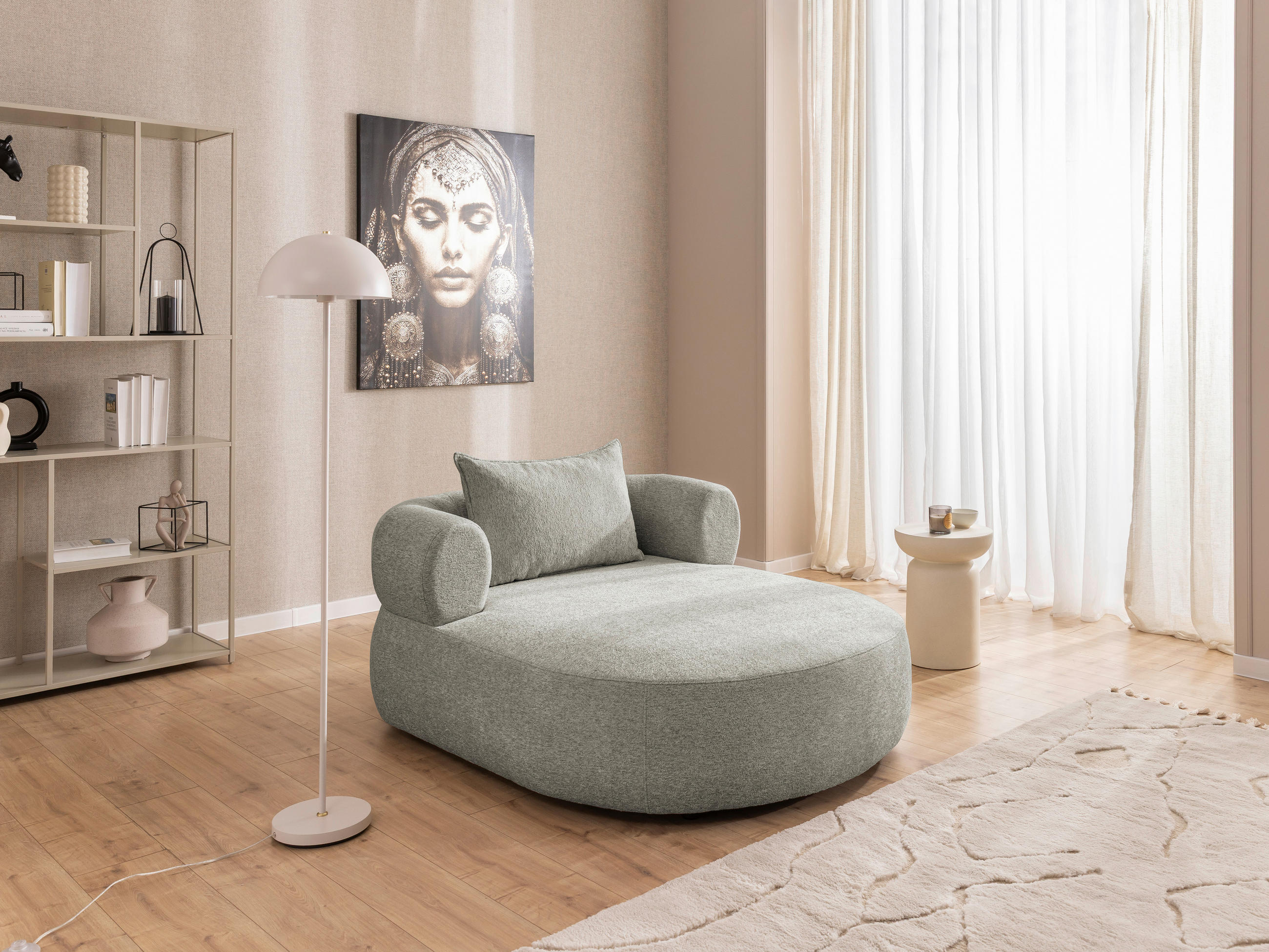 XXL-SESSEL Chenille Hellgrau    - Hellgrau/Schwarz, Design, Kunststoff/Textil (122/76/156cm) - Livetastic