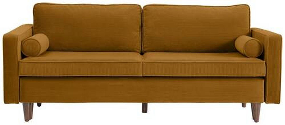 SCHLAFSOFA Cord Currygelb  - Currygelb/Buchefarben, MODERN, Holz/Textil (208/78/96cm) - Livetastic