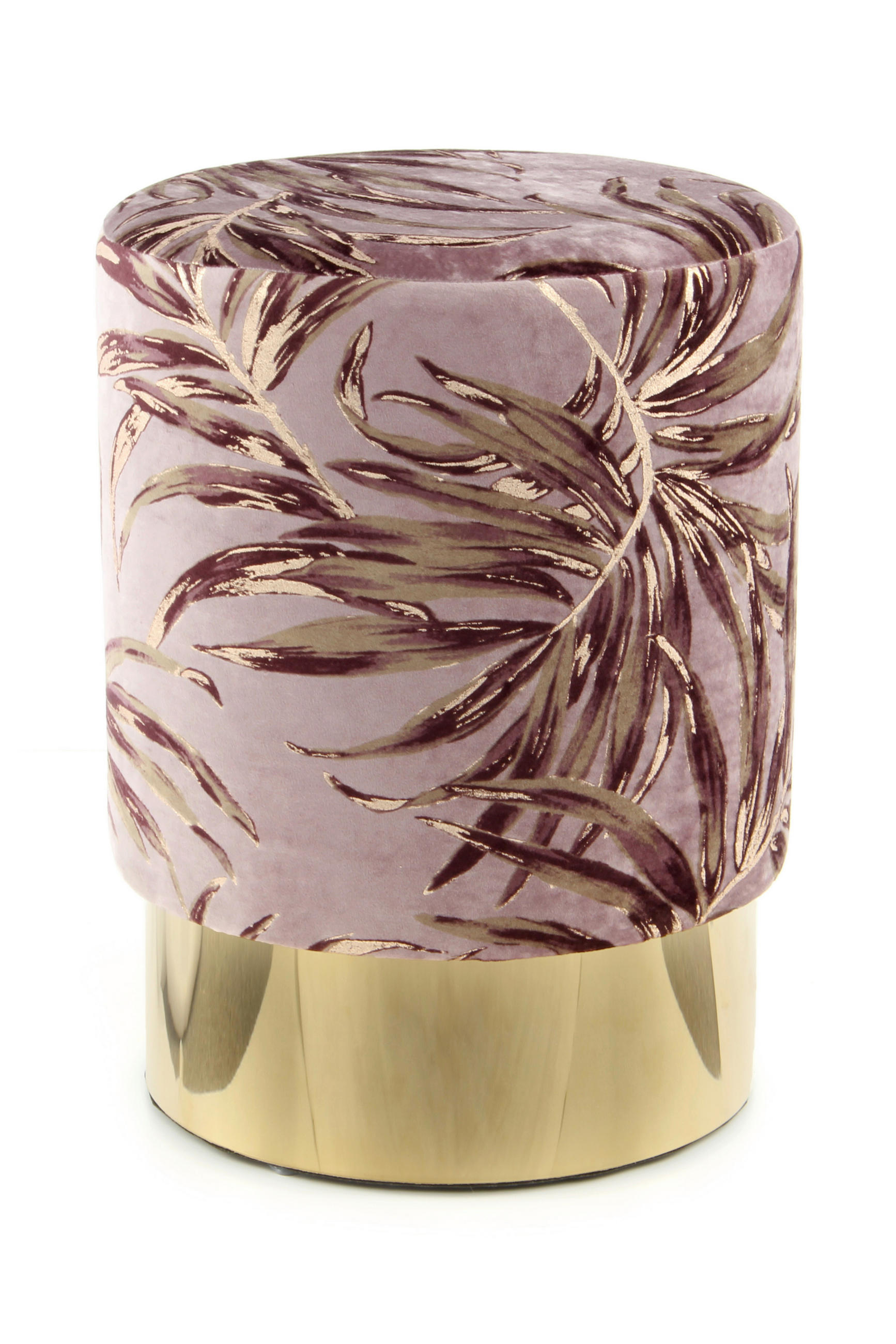 HOCKER in Textil Violett  - Violett/Goldfarben, Design, Textil/Metall (35/46/35cm) - Kayoom