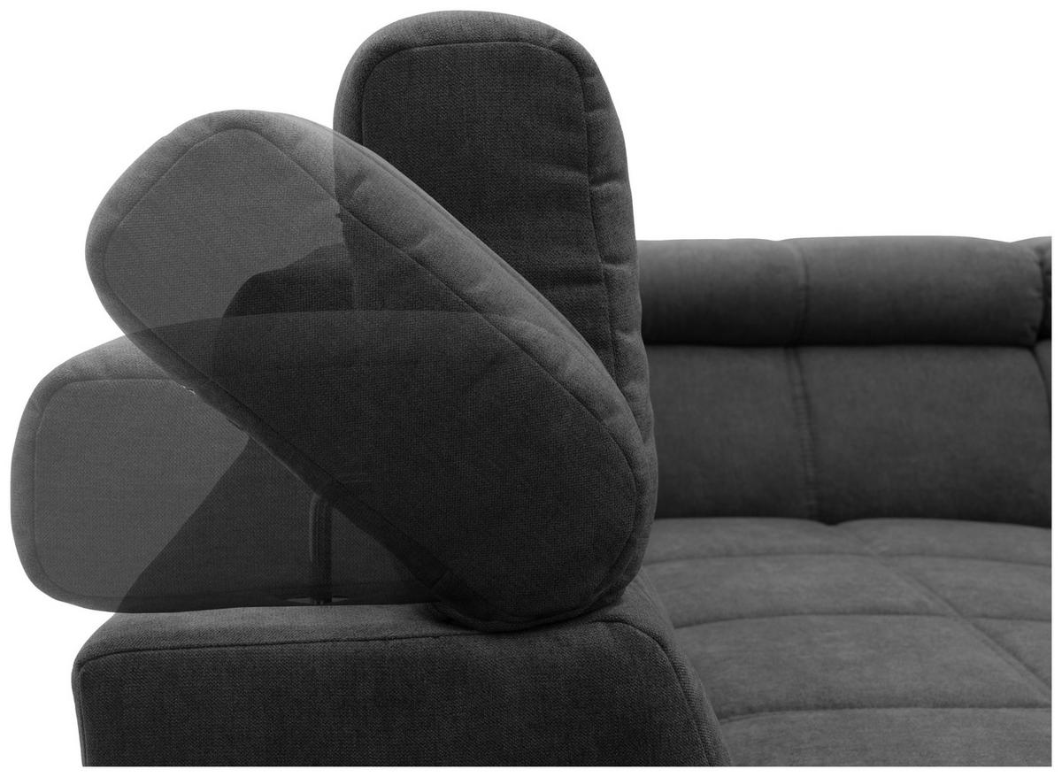 WOHNLANDSCHAFT Dunkelgrau Mikrofaser  - Dunkelgrau/Schwarz, Design, Kunststoff/Textil (228/359/175cm) - MID.YOU