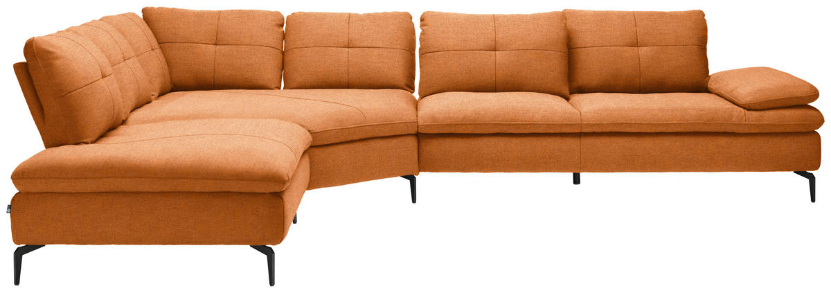 ECKSOFA  in Flachgewebe Orange, Rostfarben  271/344 cm  - Rostfarben/Schwarz, Design, Textil/Metall (271/344cm) - Chilliano
